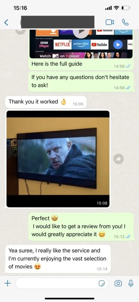Kablen IPTV WhatsApp Support Chat Screenshot 1